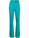 Remain Birger Christensen Ribbed-knit Flare Pant In Grün