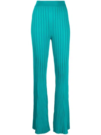 Remain Birger Christensen Ribbed-knit Flare Pant In Grün