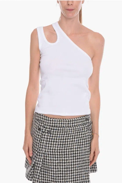 Remain Birger Christensen Birger Christensen Ribbed Stretch Cotton Toya One-shoulder T In White