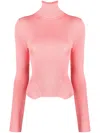 Remain Birger Christensen Roll-neck Ribbed Jumper In Pink