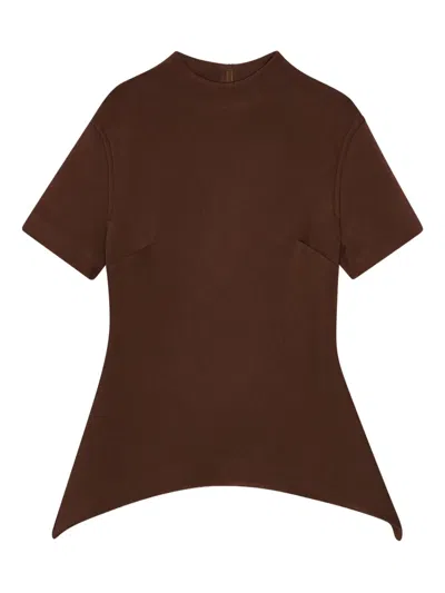Remain Birger Christensen Scuba Short-sleeve Top In Brown