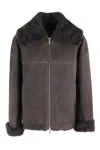 Remain Birger Christensen Shearling Bomber Jacket In Brown