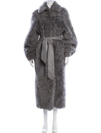 Pre-owned Remain Birger Christensen Shearling Fur Coat In Gray