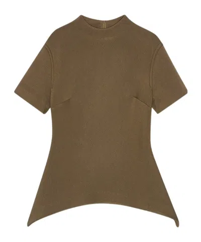 Remain Birger Christensen Short Sleeve Zip-up T-shirt In Green