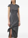 Remain Birger Christensen Side-tie Midi Dress In Gray