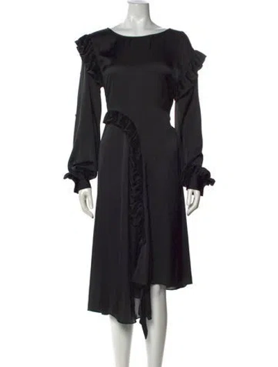 Pre-owned Remain Birger Christensen Silk Midi Length Dress In Black