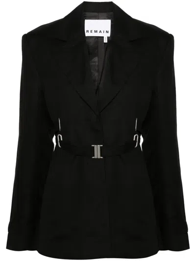 Remain Birger Christensen Single-breasted Belted Blazer In Black