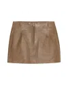 Remain Birger Christensen Leather Zip-front Mini Skirt In Brown