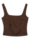 Remain Birger Christensen Square-neck Fitted Top In Brown