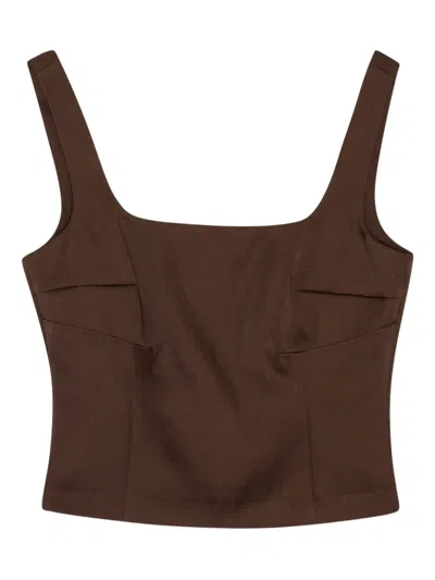 Remain Birger Christensen Square-neck Fitted Top In Brown