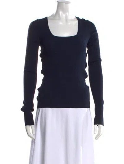 Pre-owned Remain Birger Christensen Square Neckline Long Sleeve Top In Blue