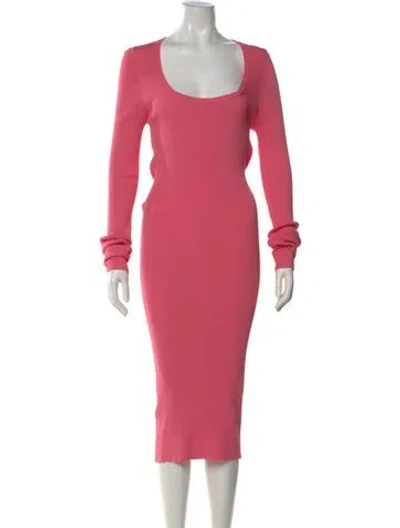 Pre-owned Remain Birger Christensen Square Neckline Midi Length Dress In Pink