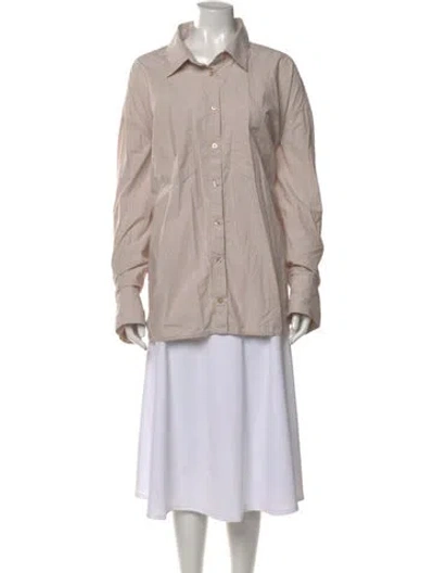 Pre-owned Remain Birger Christensen Striped Long Sleeve Button-up Top In Neutral