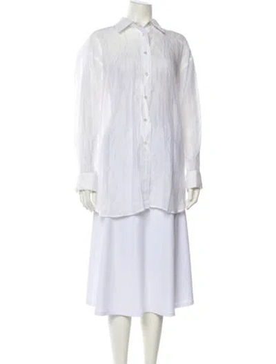 Pre-owned Remain Birger Christensen Striped Long Sleeve Tunic W/ Tags In White