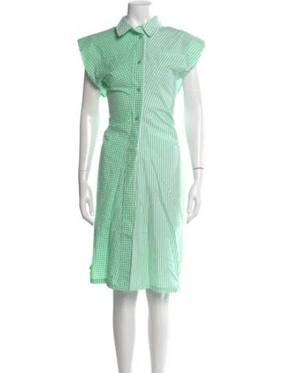 Pre-owned Remain Birger Christensen Striped Midi Length Dress In Green