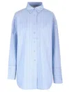 Remain Birger Christensen Blue Oversize Striped Shirt In Light Blue