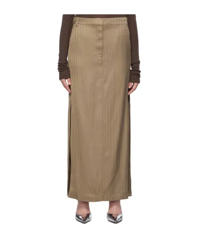 Remain Birger Christensen Brown Suiting Maxi Skirt In 17-1310 Timber Wolf