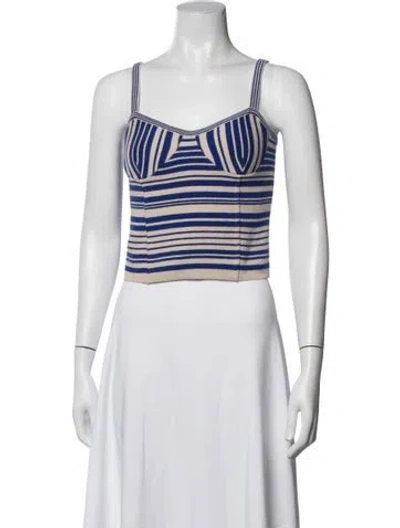 Pre-owned Remain Birger Christensen Striped V-neck Crop Top In Multicolor