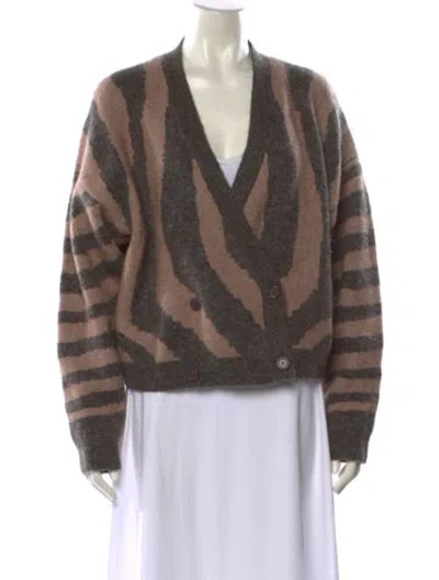 Pre-owned Remain Birger Christensen Striped V-neck Sweater In Brown