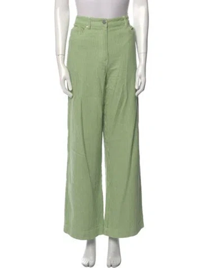 Pre-owned Remain Birger Christensen Striped Wide Leg Pants In Green
