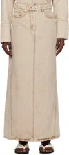 Remain Birger Christensen Tan Vented Denim Maxi Skirt In 16-1103 Pure Cashmer