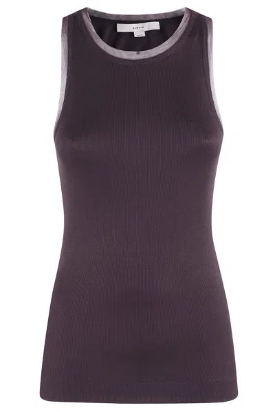 Remain Birger Christensen Tank Top With Mesh Edge In Brown