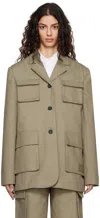 Remain Birger Christensen Taupe Pocket Blazer In 18-1110 Brindle