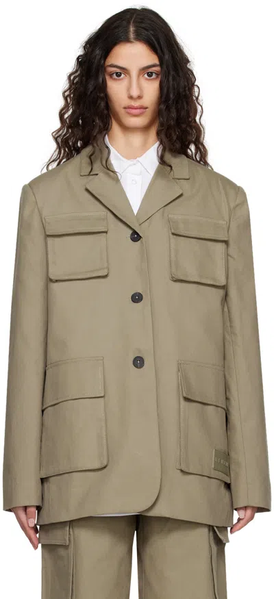 Remain Birger Christensen Taupe Pocket Blazer In 18-1110 Brindle