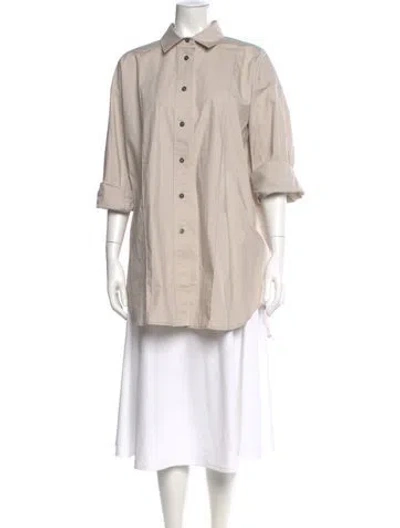 Pre-owned Remain Birger Christensen Three-quarter Sleeve Button-up Top In Neutral