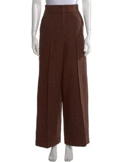 Pre-owned Remain Birger Christensen Tweed Pattern Wide Leg Pants W/ Tags In Brown