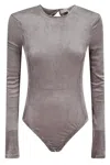 Remain Birger Christensen Velvet Mesh Bodysuit In Gray