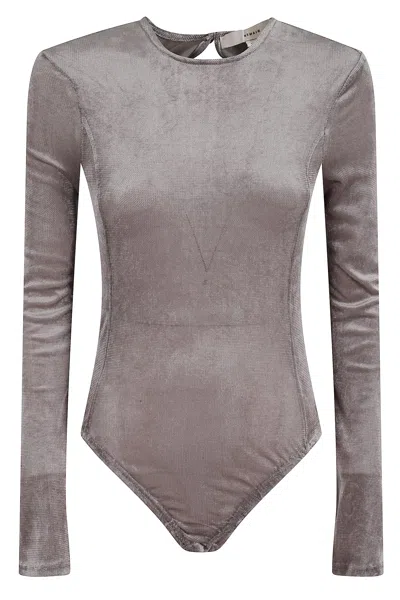 Remain Birger Christensen Velvet Mesh Bodysuit In Gray