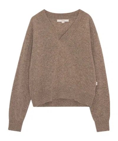 Remain Birger Christensen V-neck Knitted Sweater In Brown