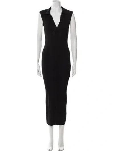 Pre-owned Remain Birger Christensen V-neck Long Dress In Black