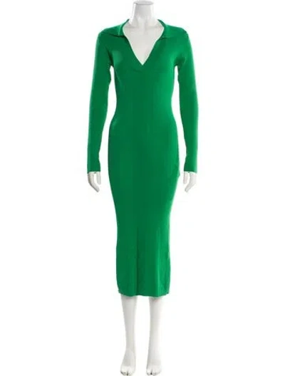 Pre-owned Remain Birger Christensen V-neck Long Dress In Green