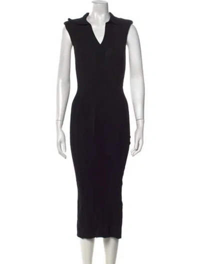 Pre-owned Remain Birger Christensen V-neck Midi Length Dress In Black