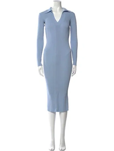 Pre-owned Remain Birger Christensen V-neck Midi Length Dress In Blue