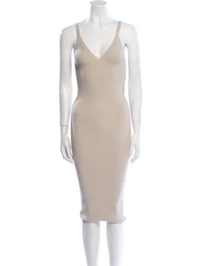 Pre-owned Remain Birger Christensen V-neck Midi Length Dress In Neutral