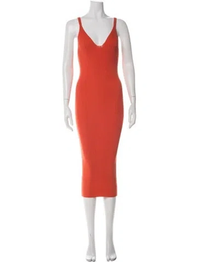 Pre-owned Remain Birger Christensen V-neck Midi Length Dress In Orange