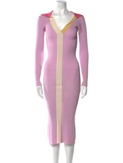 Pre-owned Remain Birger Christensen V-neck Midi Length Dress In Purple