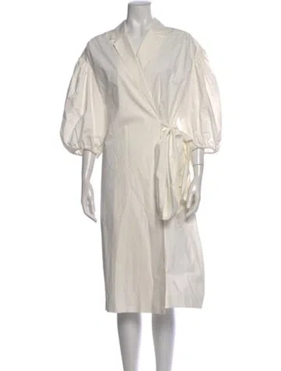 Pre-owned Remain Birger Christensen V-neck Midi Length Dress In White