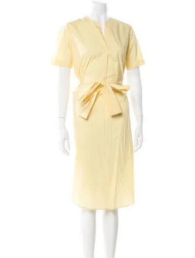 Pre-owned Remain Birger Christensen V-neck Midi Length Dress In Yellow
