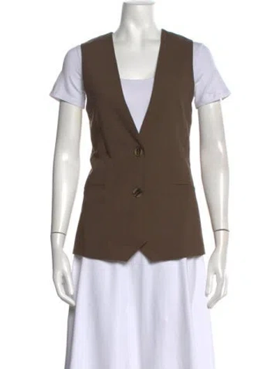 Pre-owned Remain Birger Christensen V-neck Short Sleeve Top In Brown
