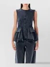 Remain Birger Christensen Waist Fitted Peplum Sleeveless Top In Blue