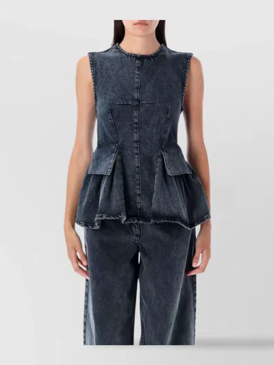 REMAIN BIRGER CHRISTENSEN WAIST FITTED PEPLUM SLEEVELESS TOP