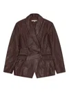 Remain Birger Christensen Welt-pockets Leather Blazer In Brown