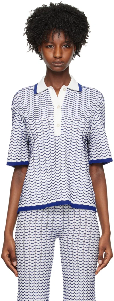 Remain Birger Christensen Women's Wave Knit Polo Top In Bright White Comb