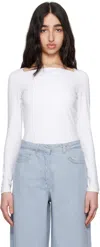 Remain Birger Christensen White Long Sleeve Jersey Top In 400 Bright White