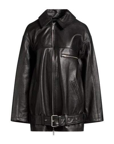 Remain Birger Christensen Woman Jacket Black Size 8 Lambskin In Brown