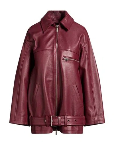 Remain Birger Christensen Woman Jacket Burgundy Size 4 Lambskin In Red